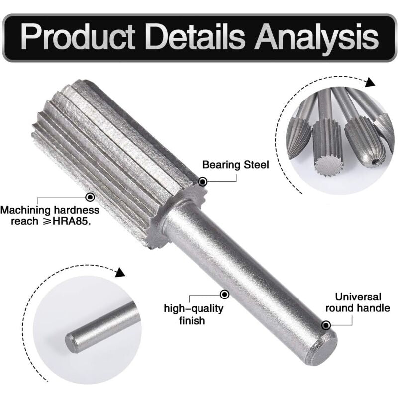 6 pcs Double Cut Tungsten ROtary Burr Set 6Mm Shank Tungsten Files Filing/Engraving/Grinding Bits For ROtary Tools