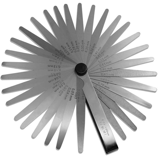32 Blades Steel Feeler Gauge - Dual Marked Metric And Imperial Measure
