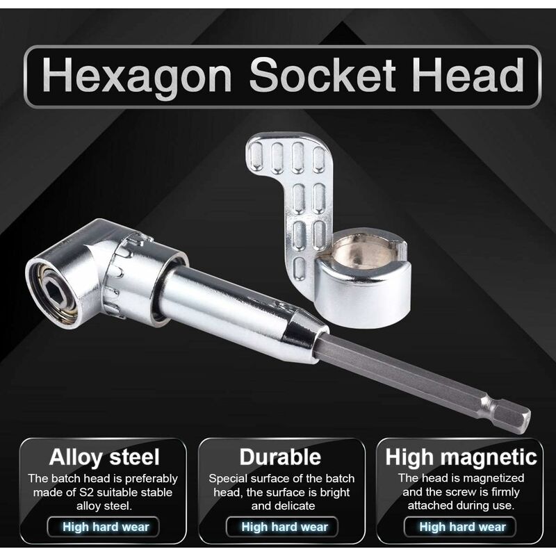 105 Degree Right Angle Drill Bit Extension Socket For Narrow Corner With Strong Magnet, Hex Head Screwdriver