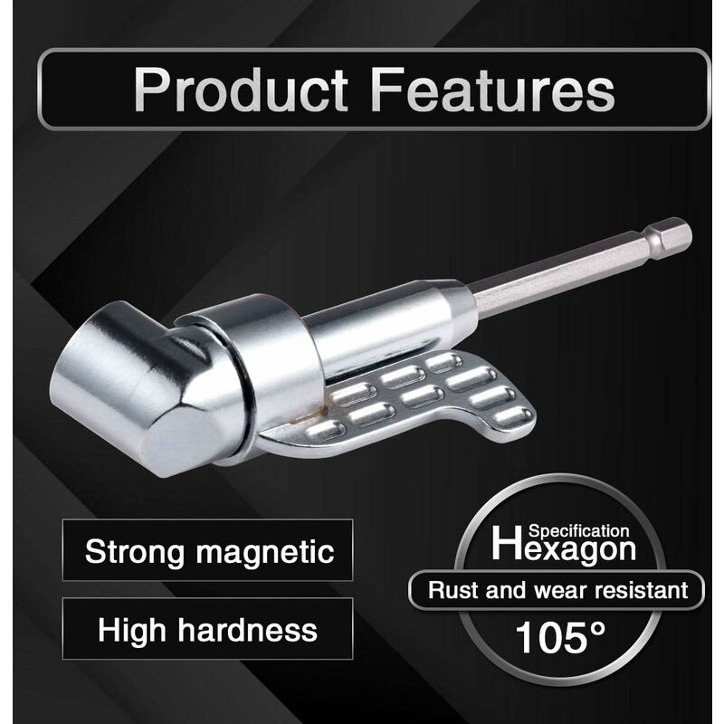 105 Degree Right Angle Drill Bit Extension Socket For Narrow Corner With Strong Magnet, Hex Head Screwdriver
