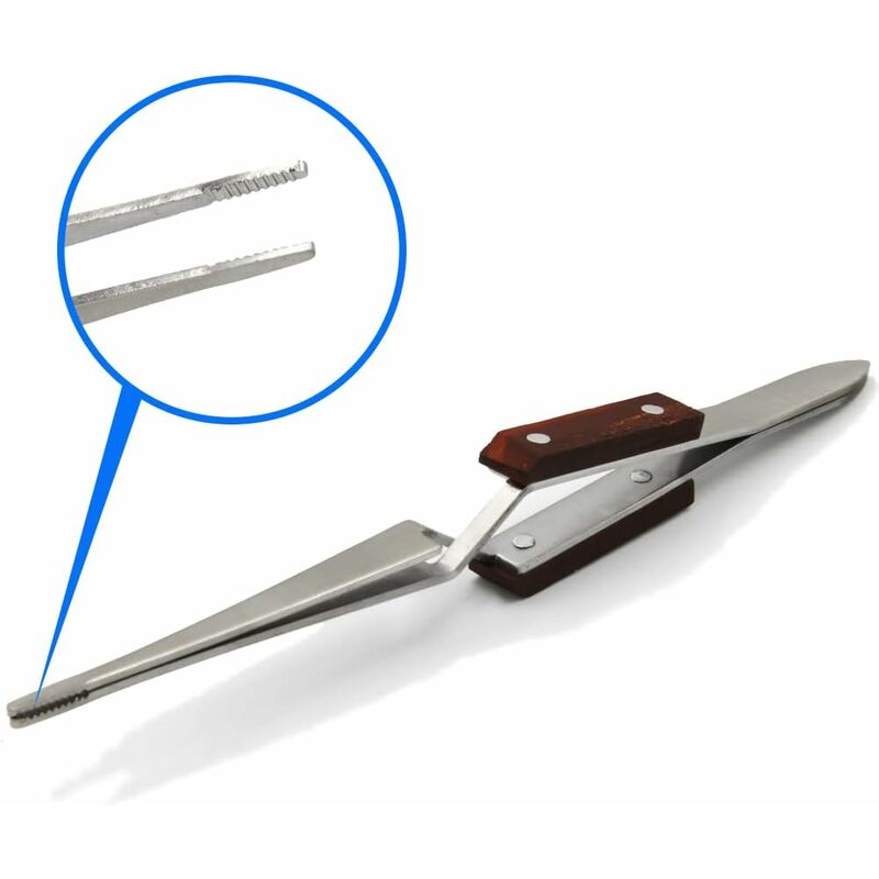 Industrial Precision Welding Tweezers With Fiber Handle Cross Tweezer Fine Tip Straight Stainless Steel For Electronic