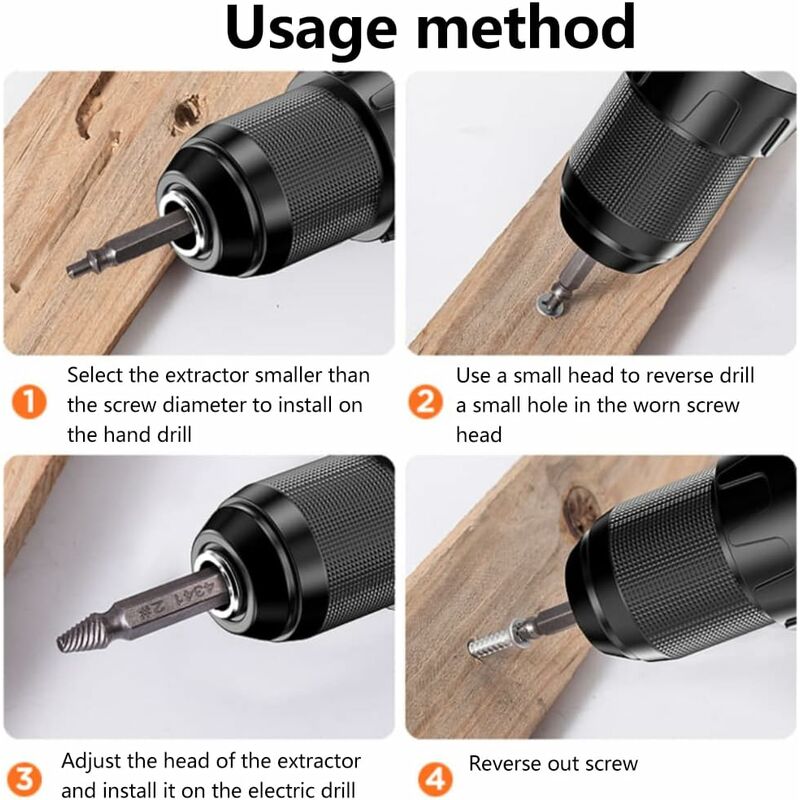 5 pcs Professional Screw Extractor Set, DAmaged Screw Extractor, High Speed Steel, For Defective Screws, Bolts And