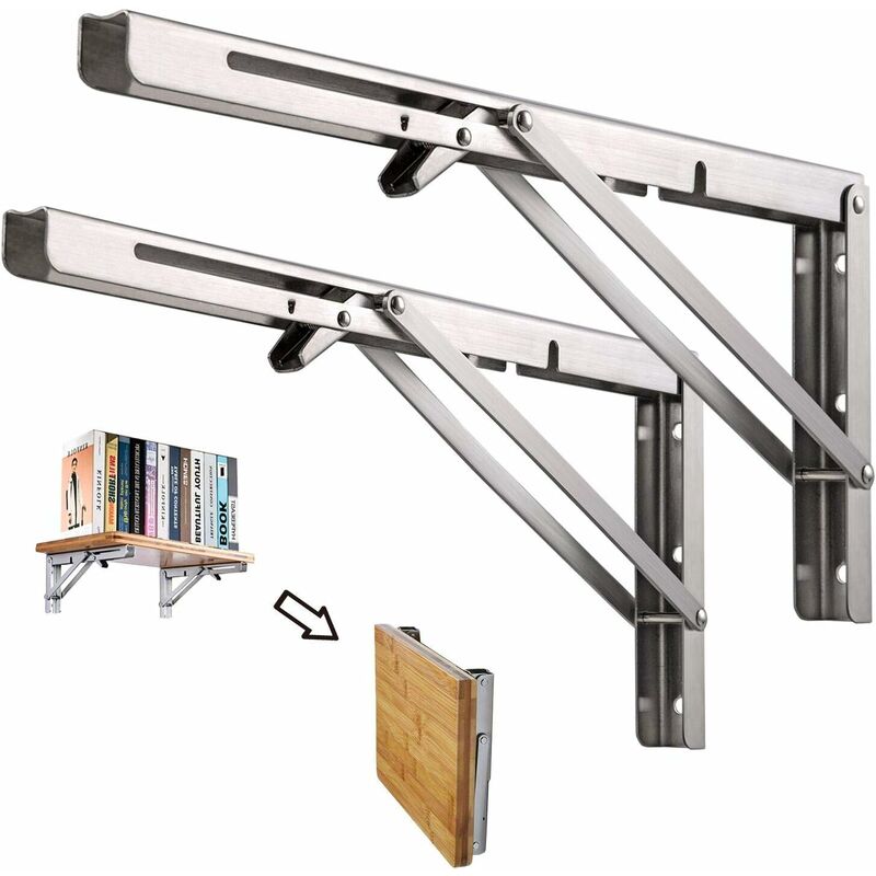 250Mm Folding Wall Shelf, 2 pcs Stainless Steel Folding Bracket