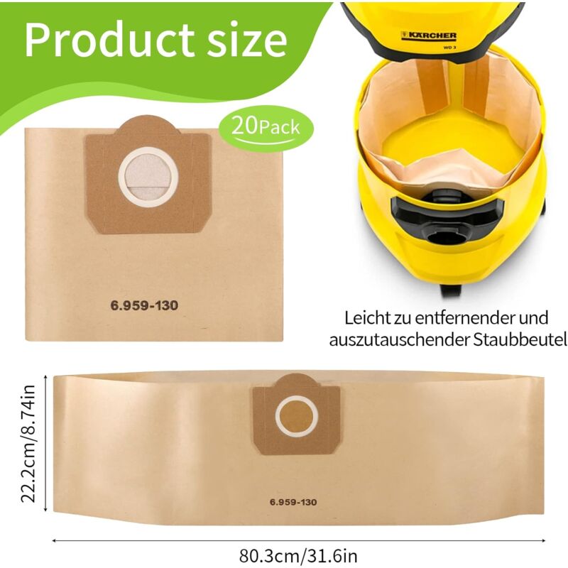 Vacuum Cleaner Bags, 20 Pack Upright Vacuum Cleaner Bags