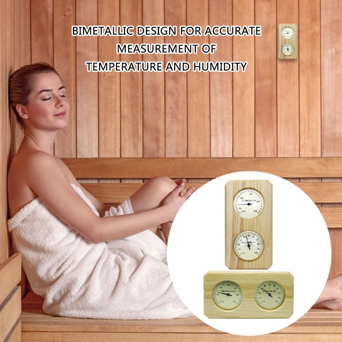 Indoor Thermometer - Indoor Thermometer - Thermometer - Weather Station - Hygrometer - Waterproof Wall-Mounted Thermometer and Hygrometer - Suitable for Indoor Bathroom, Sauna, Baby's Room