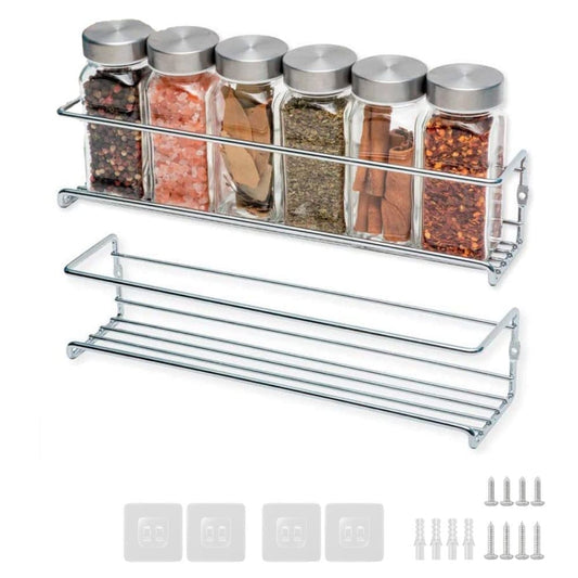 2-Piece Stainless Steel Spice Rack Wall Mounted for Home