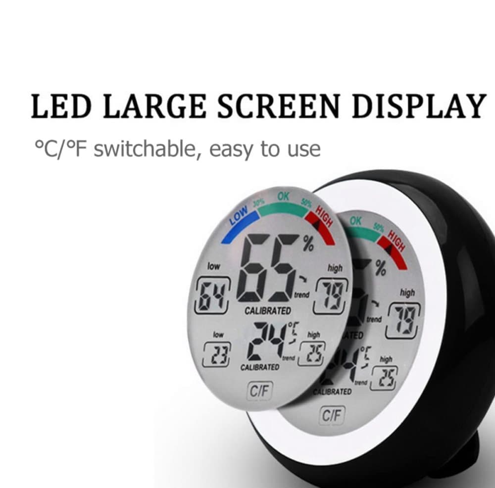 Digital Thermometer Hygrometer Indoor Outdoor Wireless Touch Screen Waterproof, for Bathroom Kitchen Children's Room Home Office