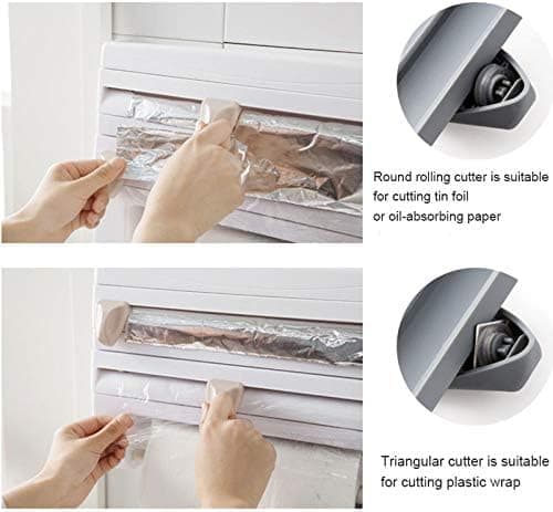 Foil Cutter with Wall Holder for Plastic and Aluminum Foil, 39x10x24cm, Gray