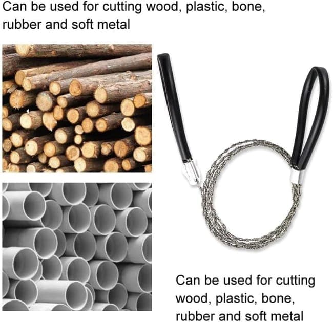 2 pcs Stainless Steel Wire Saw for Camping Hiking Emergencies, Cuts PVC Wood Plastic, Lightweight Durable, Red