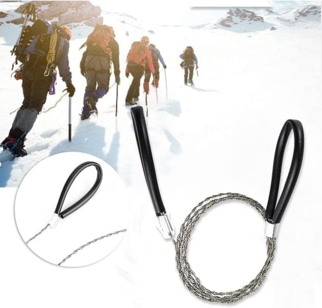 2 pcs Stainless Steel Wire Saw for Camping Hiking Emergencies, Cuts PVC Wood Plastic, Lightweight Durable, Red