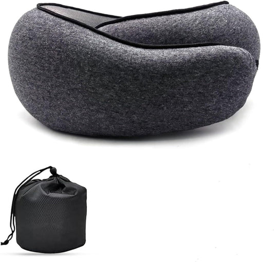 Travel Neck Pillow U-Shaped Memory Cotton for Airplane Sleep and Neck Support Pale Gray and Dark Gray