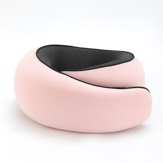Travel Neck Pillow U-Shaped Memory Cotton for Airplane Sleep and Neck Support Pink