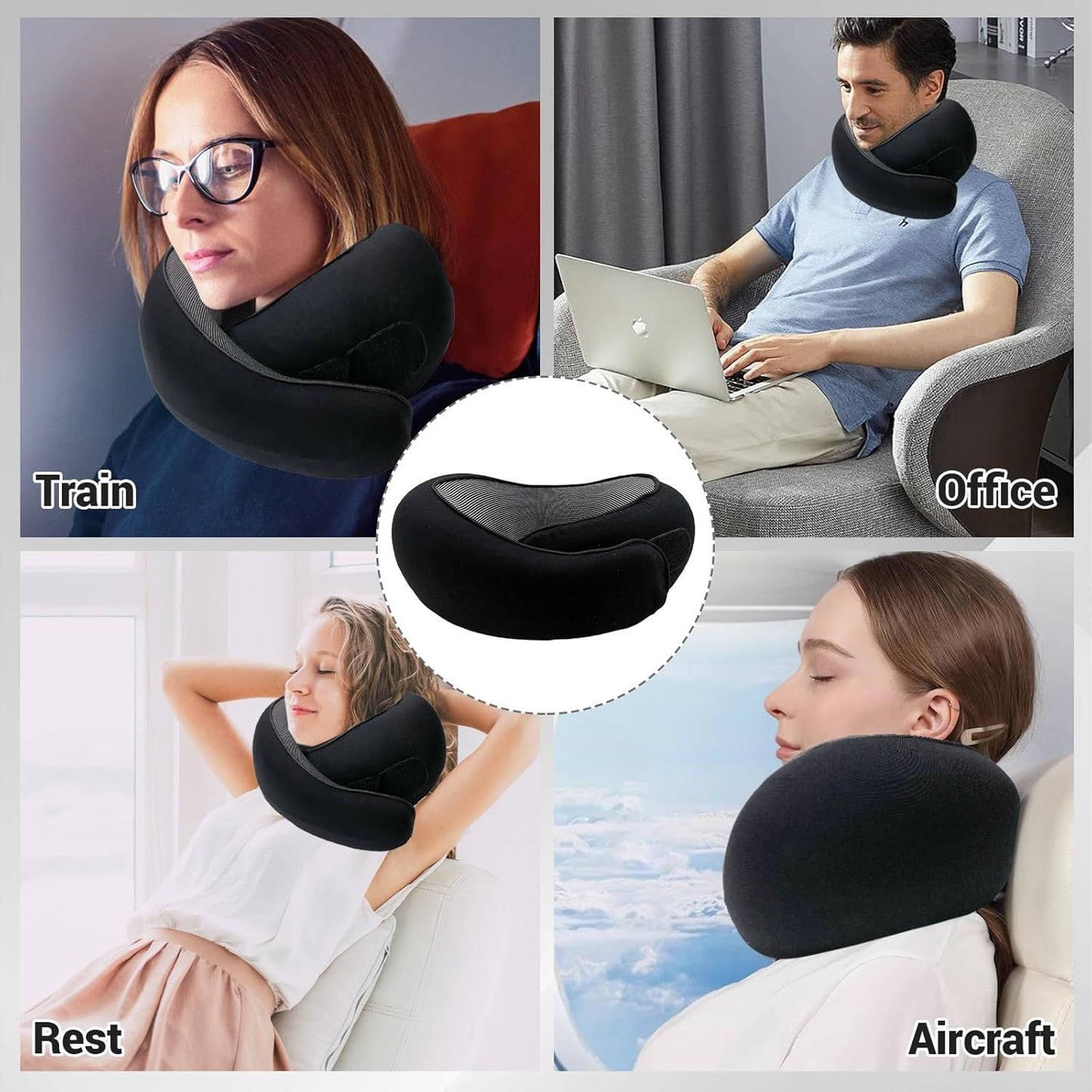 Travel Neck Pillow U-Shaped Memory Cotton for Airplane Sleep and Neck Support Pink