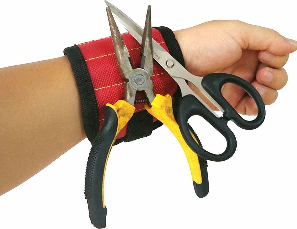 Magnetic Bracelet With 3 Magnetic Pockets | Wrist Tool Belt | Screw Wristband | DIY Bracelet | One Size | Black