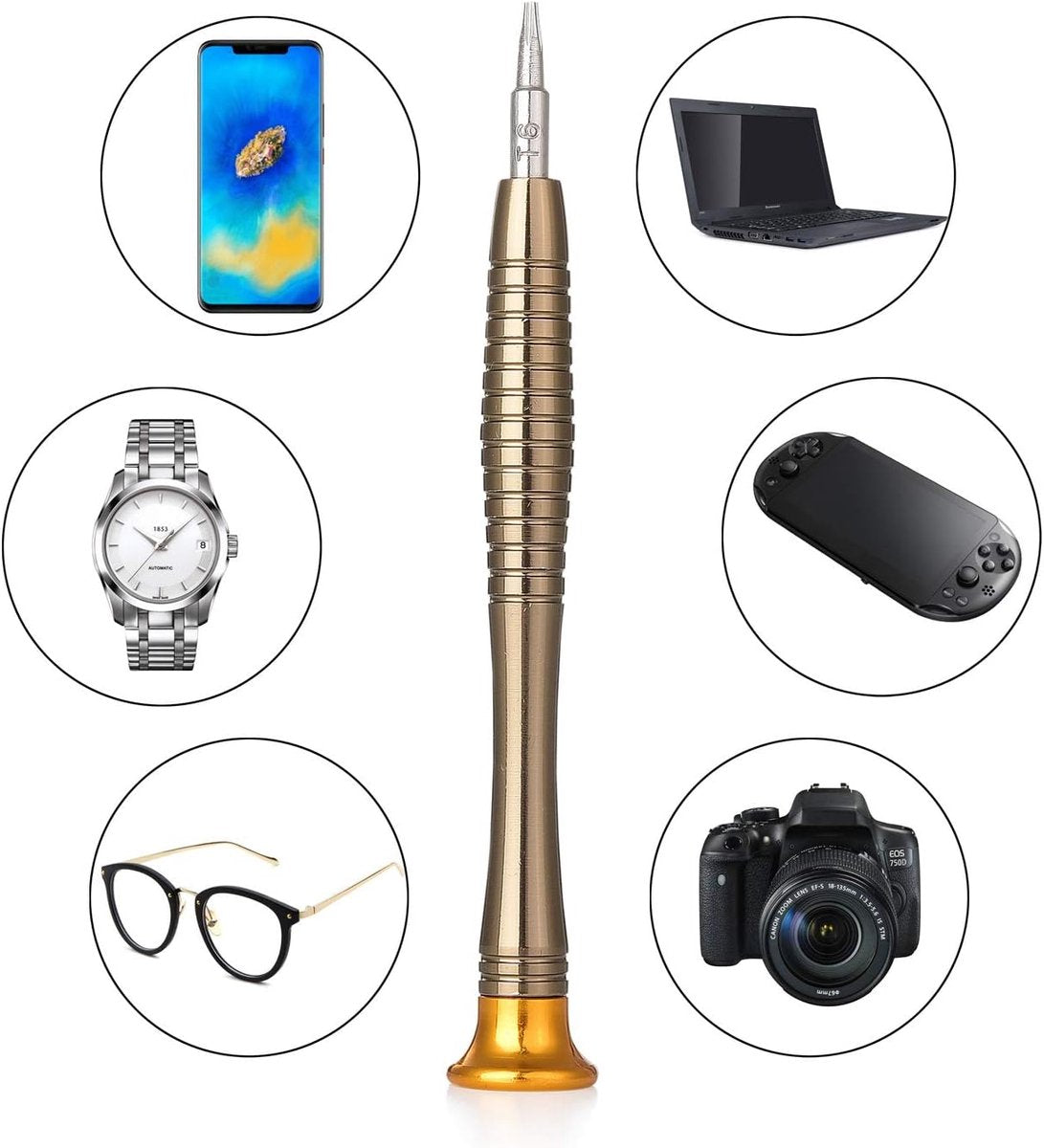 Screwdriver Set - 25-in-1 Repair Kit - Screwdriver Set with Protective Case - Professional Repair Kit for Mobile Phones, Laptops, and Glasses - Includes Torx, Y-, slotted, and triangle screwdrivers.