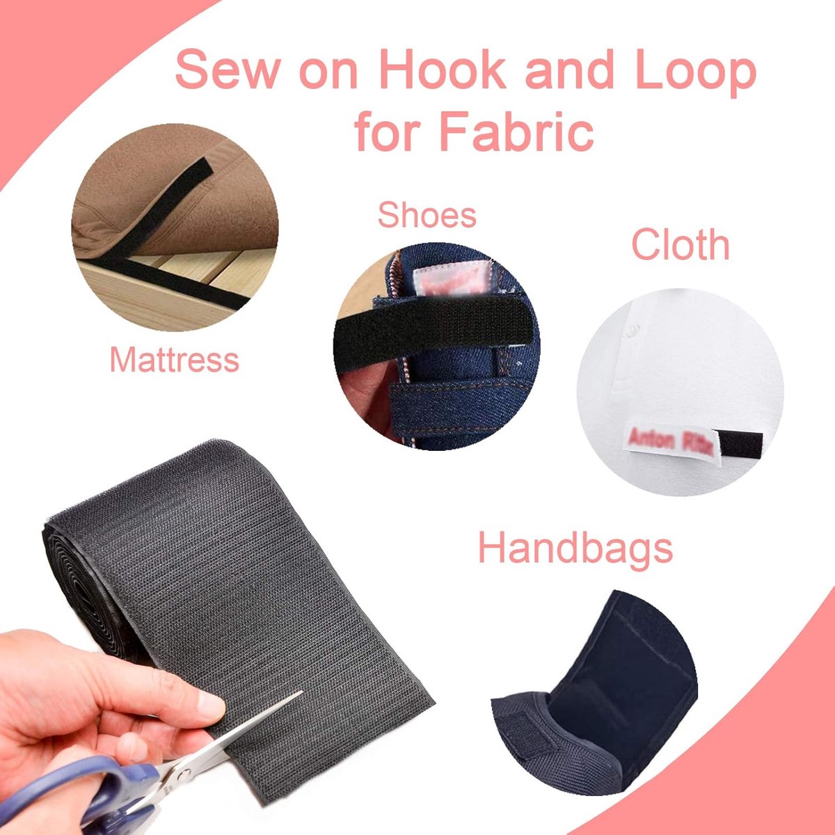 Edge banding 10cm x 2m – Black nylon, non-adhesive, for sewing