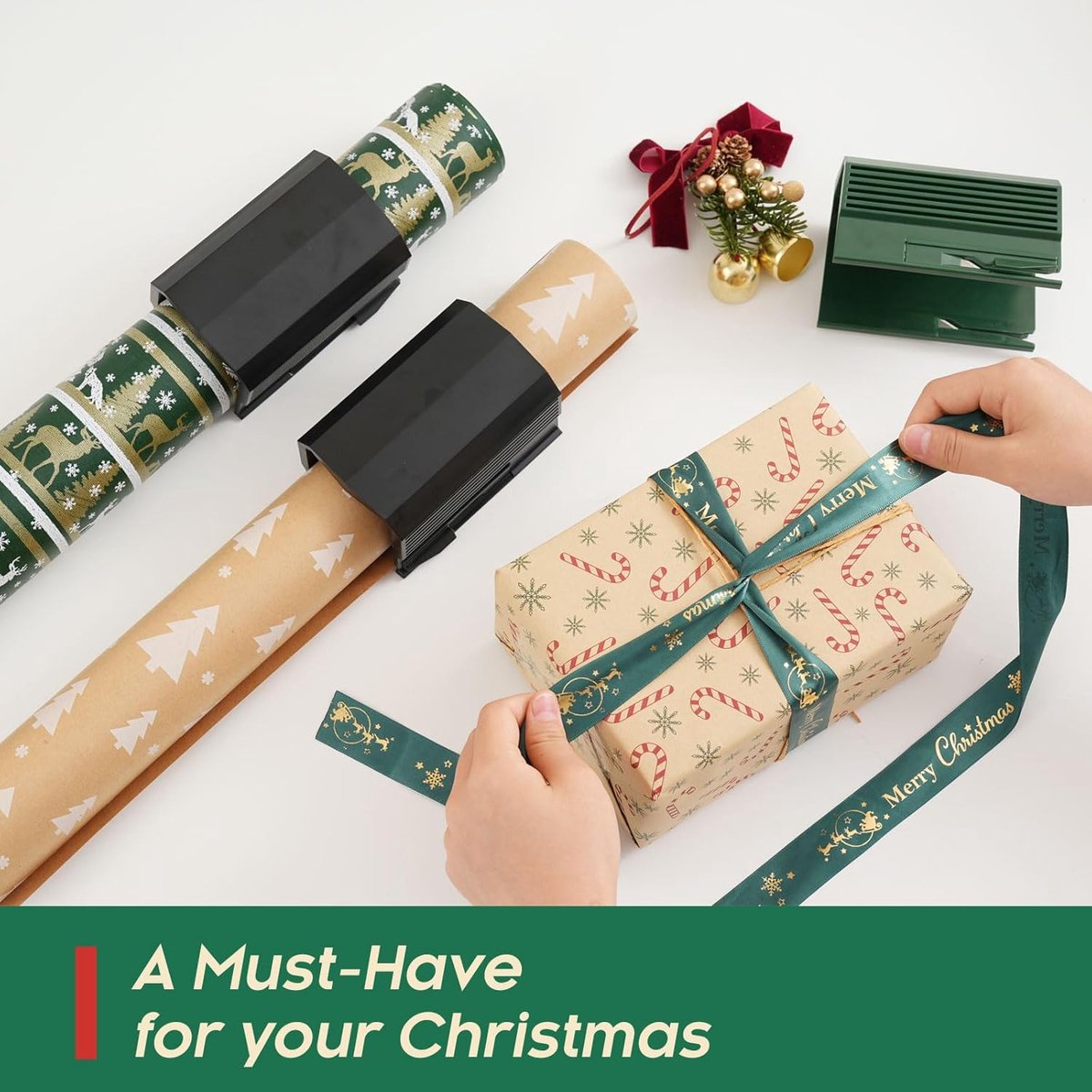Wrapping Paper Cutter - Christmas Paper Roll Cutters - Paper Cutter Slider - Christmas Gift Wrapping Paper Cutting Supplies - for making birthday gifts (2 pieces black)