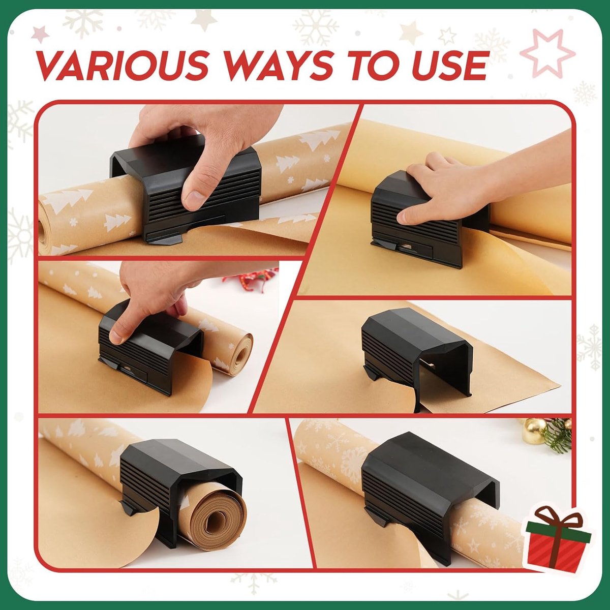 Wrapping Paper Cutter - Christmas Paper Roll Cutters - Paper Cutter Slider - Christmas Gift Wrapping Paper Cutting Supplies - for making birthday gifts (2 pieces black)