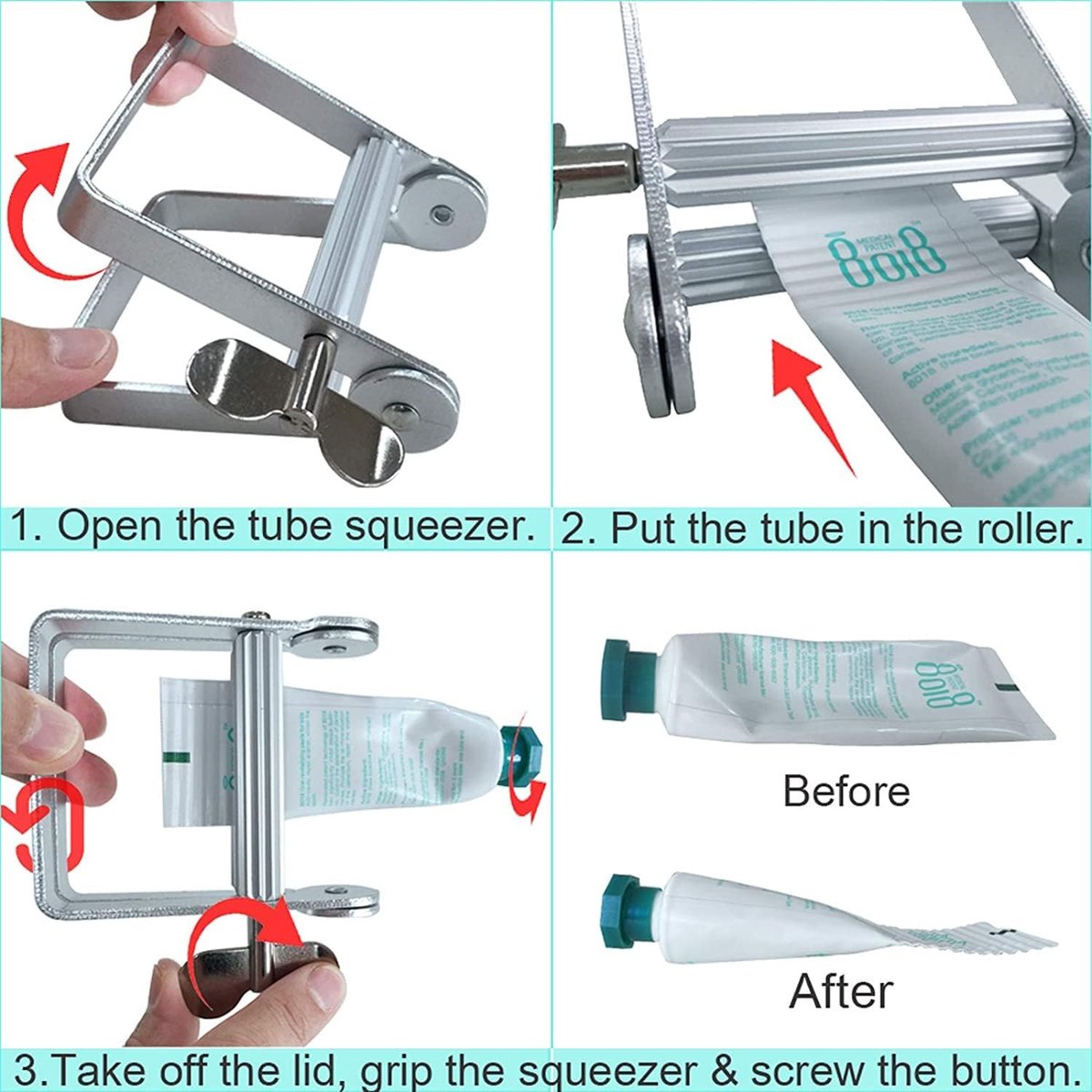 Tube Squeezer - Tube Extruder - Efficient and Durable - Save Money and Reduce Waste - Ergonomic Design - Eco-Friendly - Easy to Use - Stainless Steel - Suitable for Toothpaste, Creams, Gels - For the Last Remains