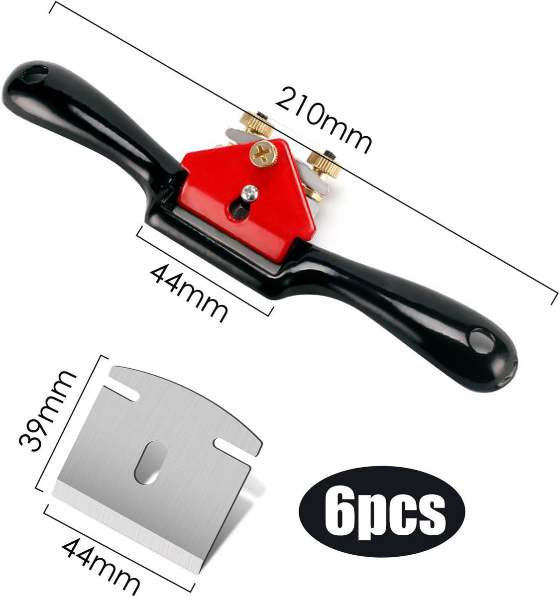 Spoke Plane Flat 210 mm - Spoke Plane - Block Plane - Hand Block Plane - Angle Plane - Hand Planers - Wood Planing - Wood - Woodworking - Edge - Rust-resistant - With 6 Planer Blades - Adjustable Spoke Planer With Screws