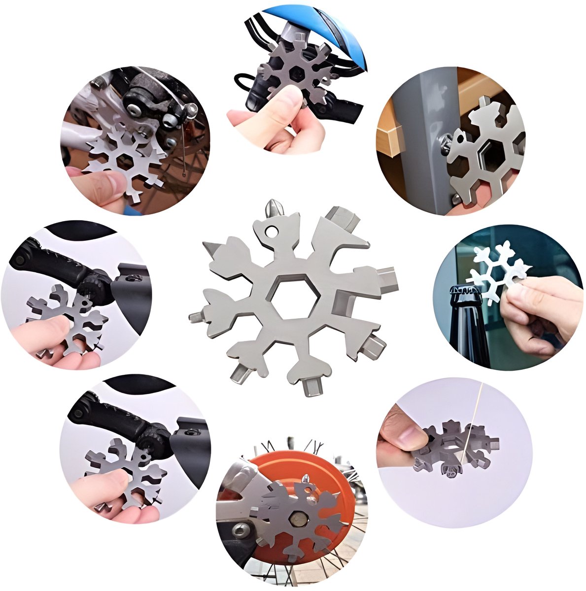 18-in-1 - Snowflake Keychain - multi-tool portable keychain - Wrench - screwdriver - bottle opener - Multi-tool - universal tool - multi-tool card - compact - pocket - outdoor adventure tool - Gift - stainless