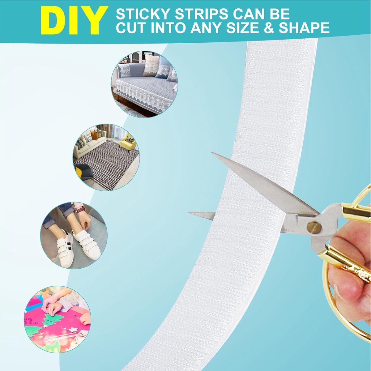 20 mm*10 m - Velcro - self-adhesive tape - reusable tape