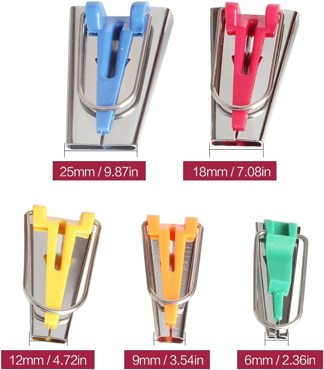 5-piece set - Bias Tape Maker Set - of 5 sizes (6 mm/9 mm/12 mm/18 mm/25 mm) - for sewing and quilting Bias tape - fabric bias tape maker Sewing machine tools - for DIY patchwork - Sewing machine accessories - Sewing tools