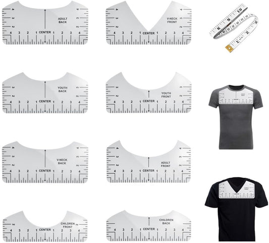 T-shirt ruler guide - with 1 soft measuring tape - T-shirt alignment tool