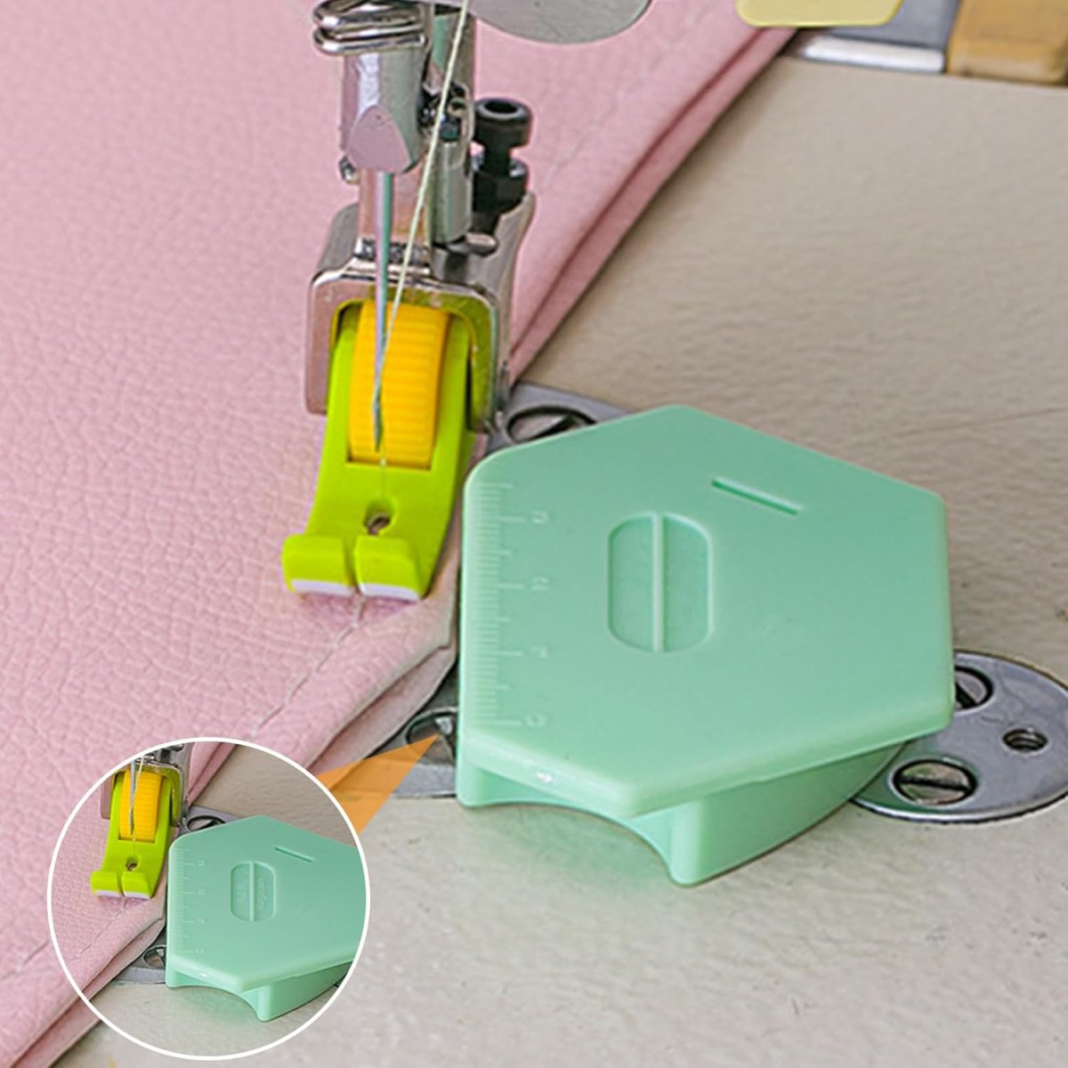 3 pieces - 6.7*4*1 cm - magnetic seam guide for sewing machine - multifunctional polygonal hem guide - with scale - universal sewing accessory for magnetic machine - sewing tools - sewing machine accessories - orange, pink, green