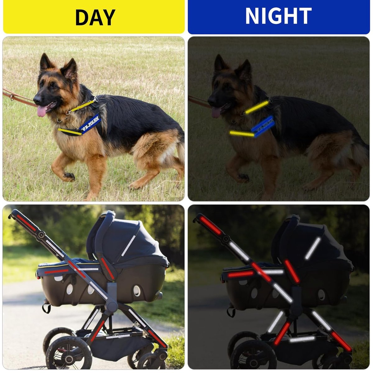 4 rolls - 1cm * 8m - Reflective tape - self-adhesive safety markings - reflective strips - reflective stickers - warning tape - for visibility - for vehicles and outdoor helmets - white, yellow, red, blue