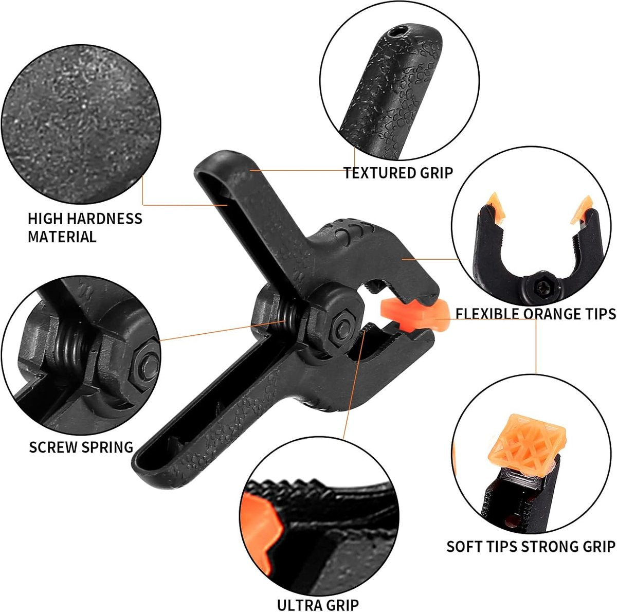 20 Pieces Tarpaulin Clamps - Spring Clamps - 2 inch Clamps - Clamp for Woodworking and Photo Studio - Market Clamp - Extra Strong - Tarpaulin Clamps - Black Hobby Glue Clamps - Plastic - Market Stall/Tarpaulin/DIY