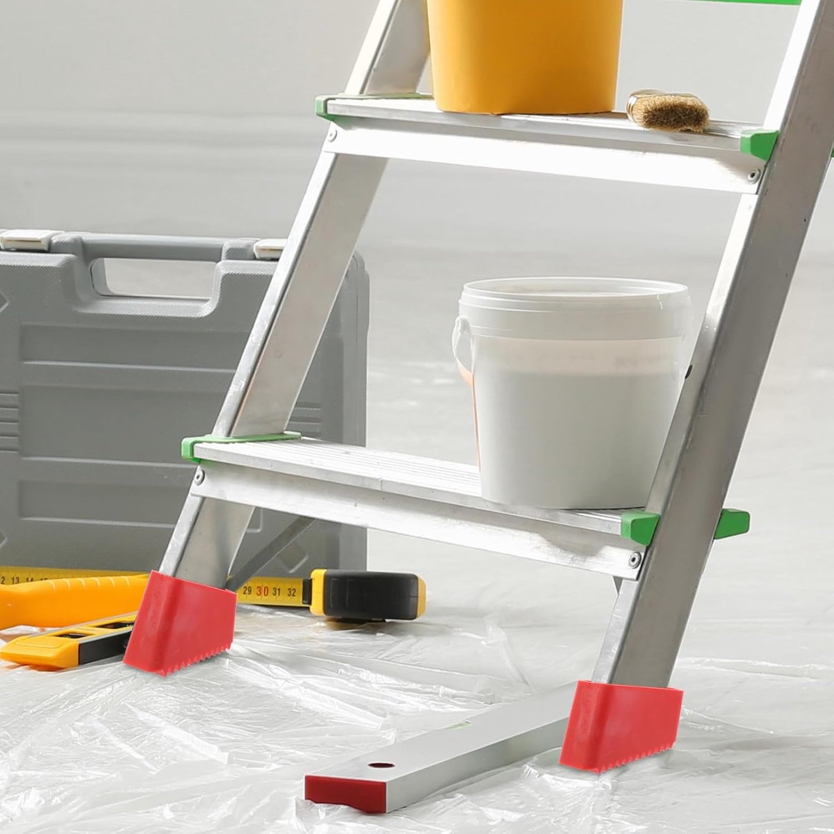 4 pieces - 5*3.8*2 cm - non-slip ladder foot covers - durable accessories for home ladders - attic ladder stepladder foot caps - stepladder feet rubber non-slip pads - easy to install - rubber foot covers - red