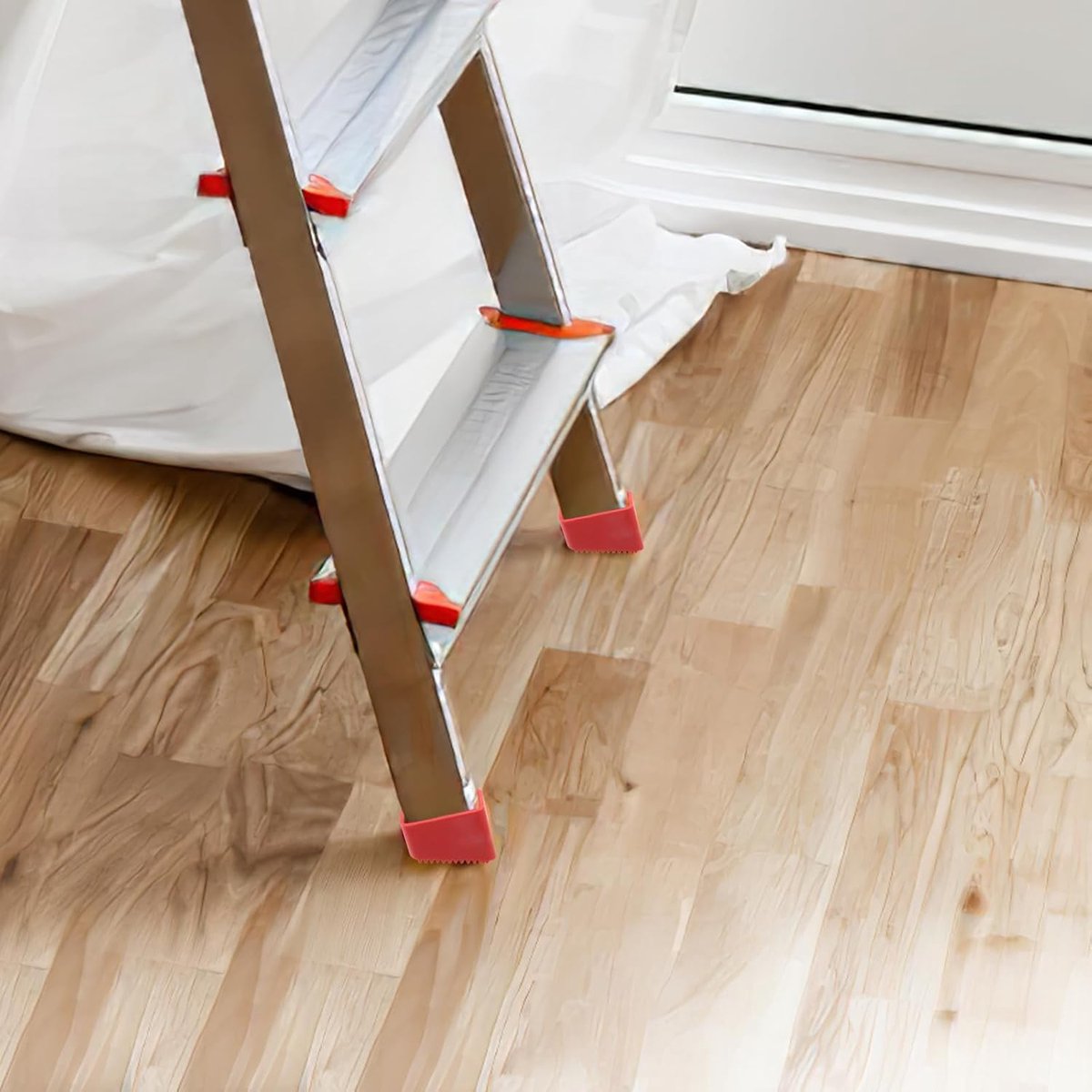 4 pieces - 5*3.8*2 cm - non-slip ladder foot covers - durable accessories for home ladders - attic ladder stepladder foot caps - stepladder feet rubber non-slip pads - easy to install - rubber foot covers - red
