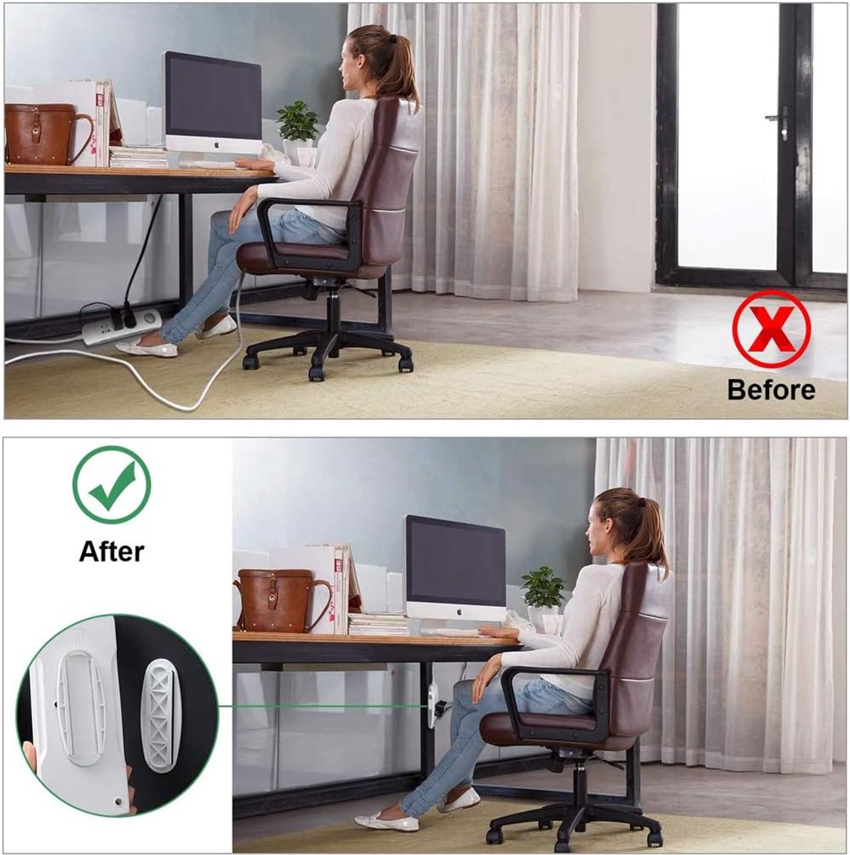 5 pieces - 10.3*4 cm - Self-adhesive power strip mount - Power strip holder fixer - wall sticker for socket - holder for power strip - no holes - wall mounting - for remote control, router, computer, kitchen, home and office - white