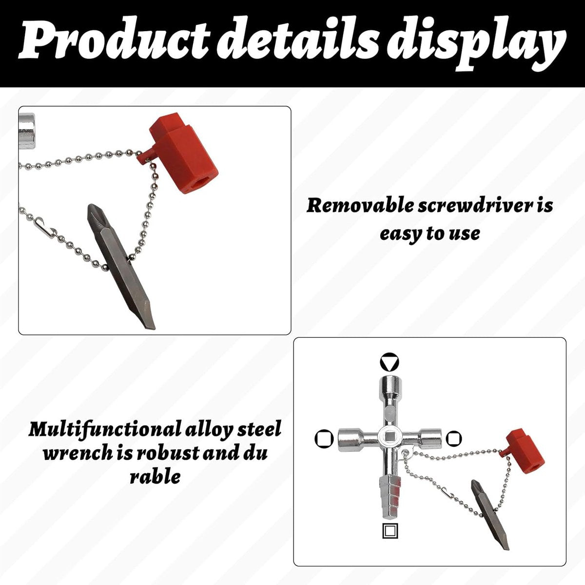 pieces - 4-way key - universal key - square key - triangular key - elevator keys - panel key - electrical meter cabinet key - multifunctional key set - for water and electricity meters, radiators, gas meters