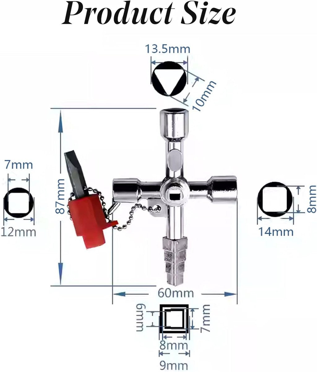 pieces - 4-way key - universal key - square key - triangular key - elevator keys - panel key - electrical meter cabinet key - multifunctional key set - for water and electricity meters, radiators, gas meters
