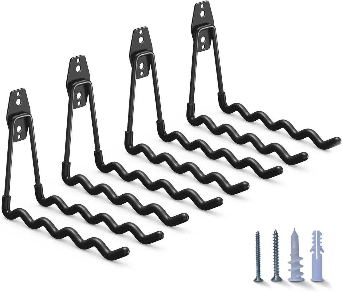 pieces - Heavy Duty Garage Hooks - Wave Long Hooks - Wall-Mounted Storage Rack