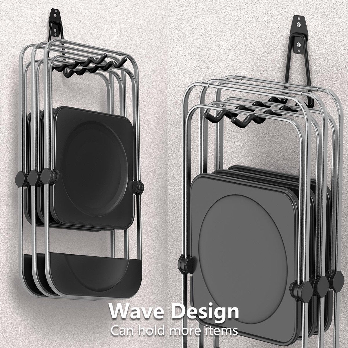 pieces - Heavy Duty Garage Hooks - Wave Long Hooks - Wall-Mounted Storage Rack