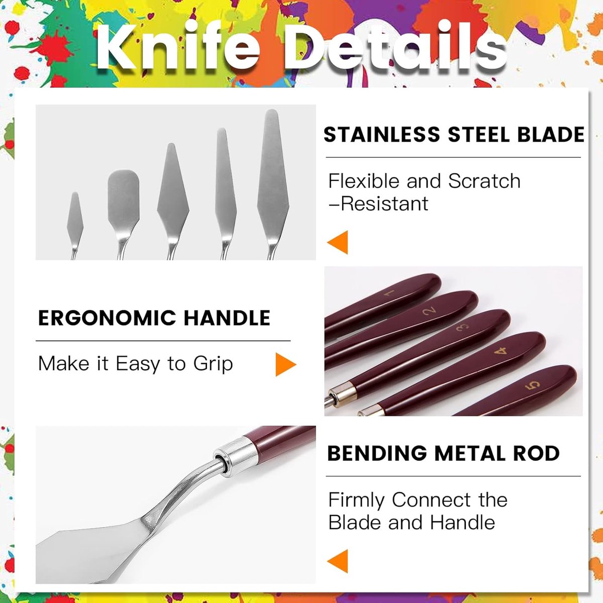 10PCS Palette Knives - Painting Palette Knives - Painter's Knives - Scraper Set - Palette Knife Set - Stainless Steel Painter's Knife Set - Painter's Knife Spatula Set Sets - Oil Paint Accessories Color Mixer for Oil, Canvas, Acrylic Painting