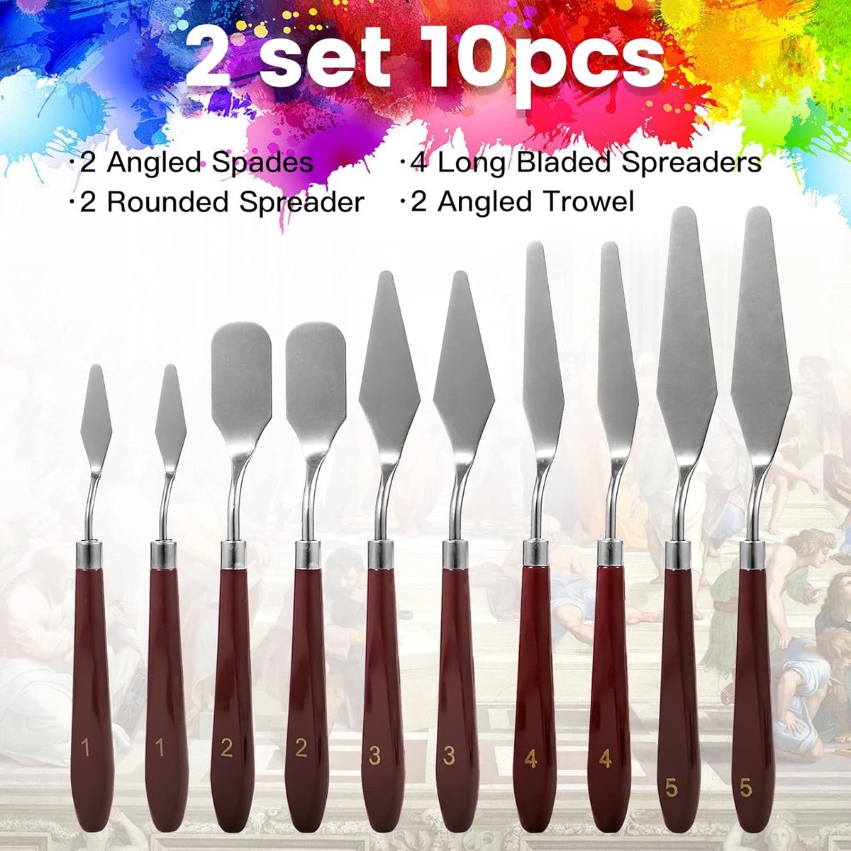 10PCS Palette Knives - Painting Palette Knives - Painter's Knives - Scraper Set - Palette Knife Set - Stainless Steel Painter's Knife Set - Painter's Knife Spatula Set Sets - Oil Paint Accessories Color Mixer for Oil, Canvas, Acrylic Painting