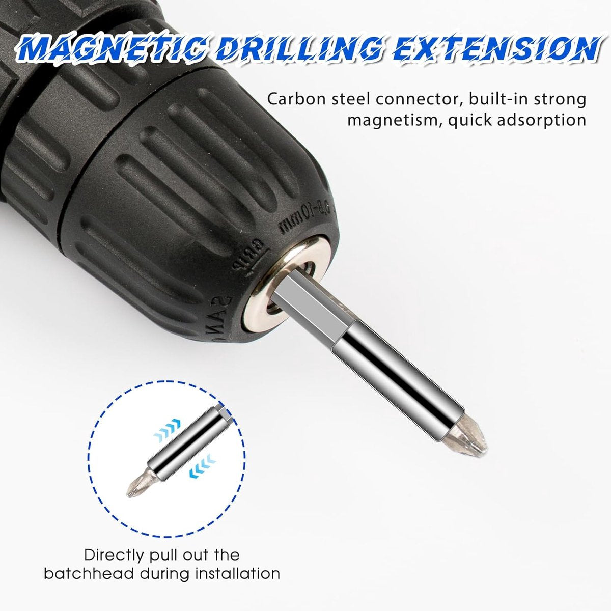 pieces - magnetic drill extension holder - magnetic bit holder set - hexagonal shank - magnetic drill chuck - quick-change bit set for electric drill and screwdriver - for car maintenance, DIY and repairs - 60/100/150 mm