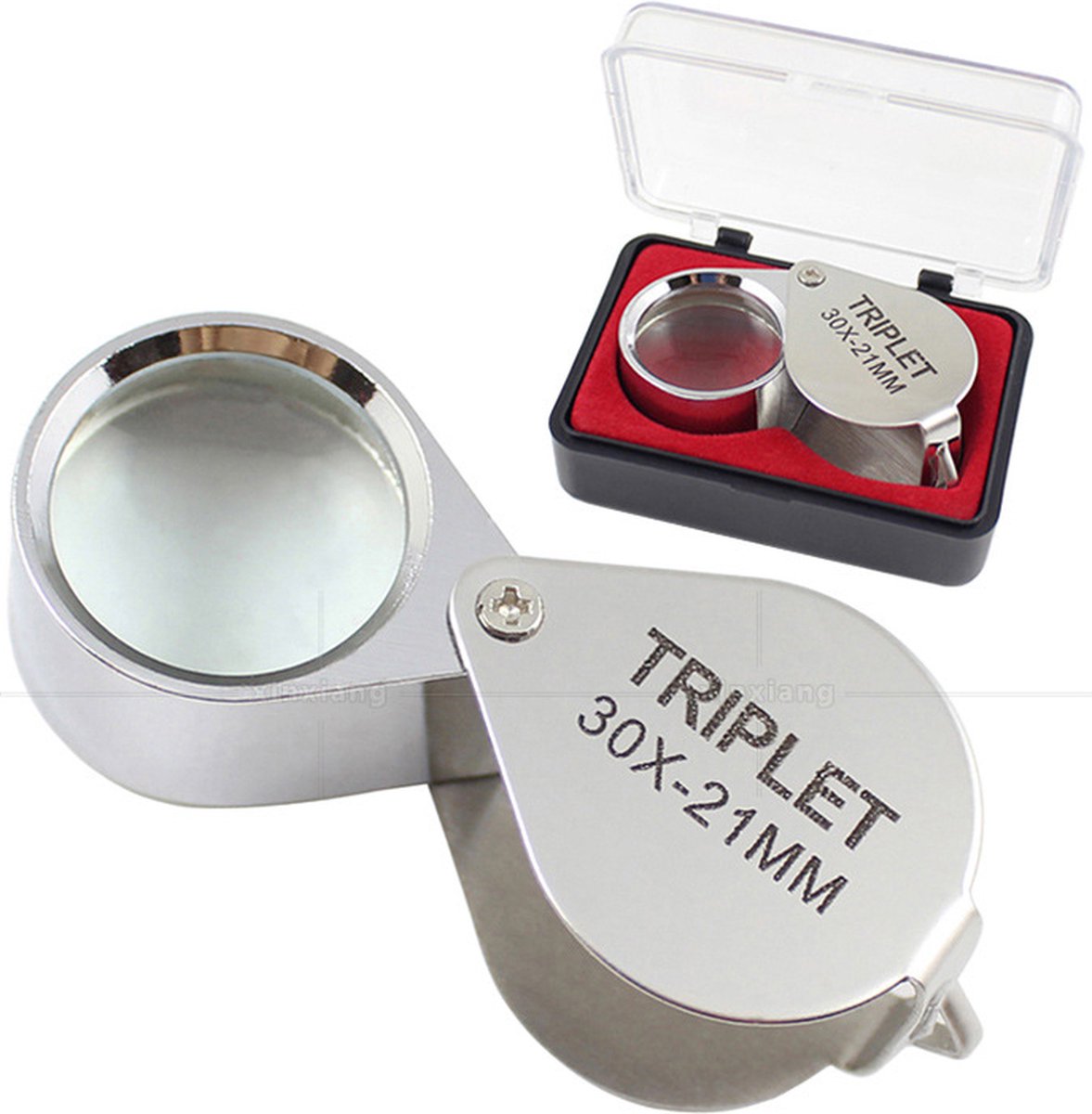 pieces - Jeweler's loupe - Diamond loupe - Pocket size - Magnification 30x + 20x + 10x - 60 * 25 * 18 mm - Silver - Metal