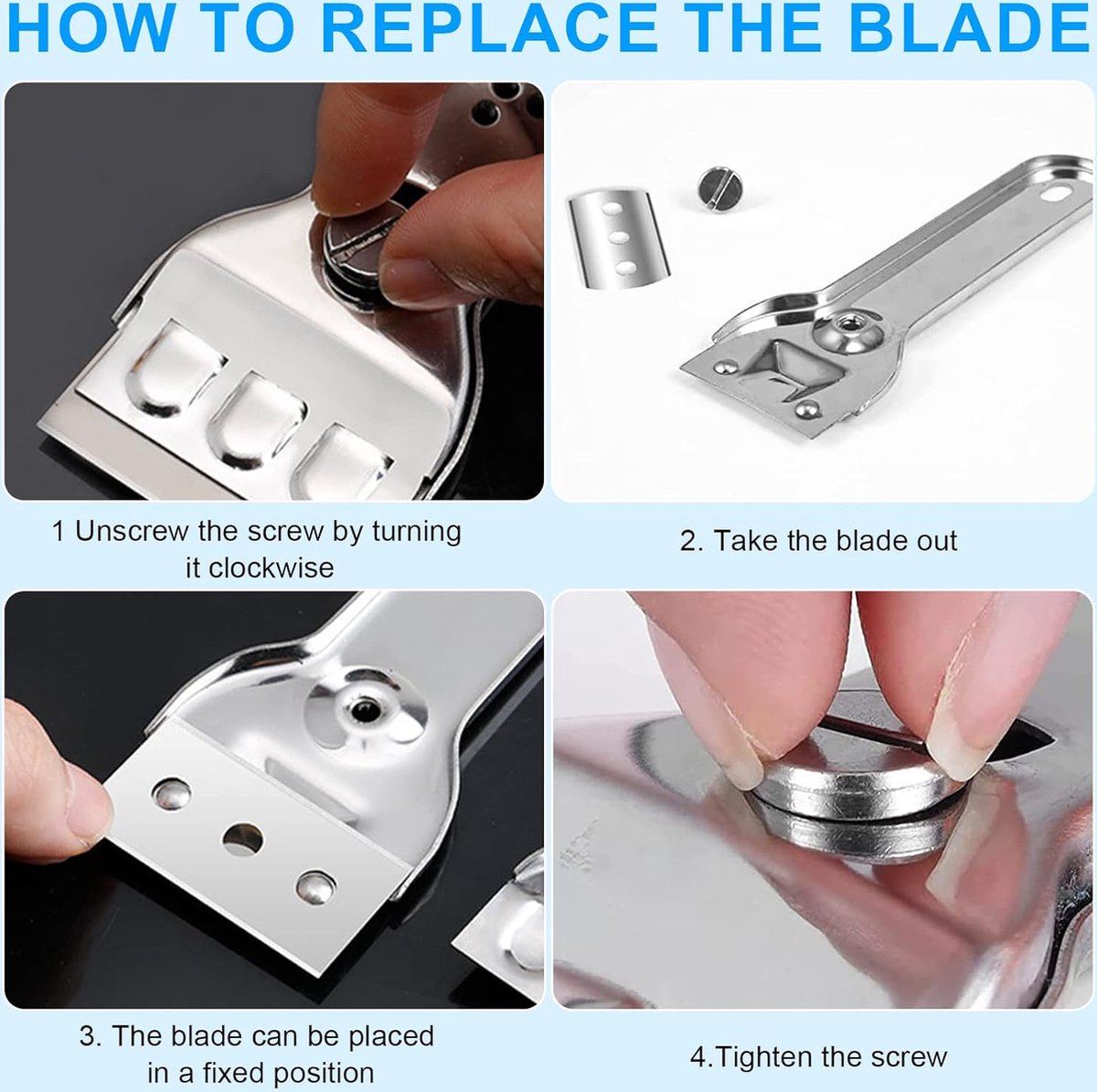 Ceramic Plate Scraper - Hob Scraper Scraper With 20 Extra Blades - Paint Scraper - suitable for glass or tiles and against glue or paint residue - glass scraper - stainless steel - cleaning induction hobs - halogen hob - paint cleaner