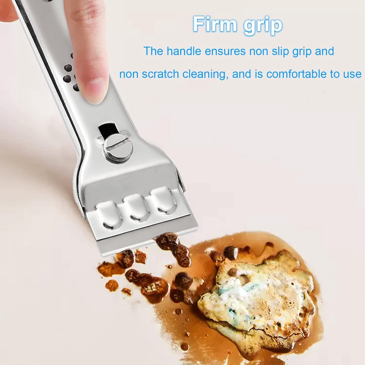 Ceramic Plate Scraper - Hob Scraper Scraper With 20 Extra Blades - Paint Scraper - suitable for glass or tiles and against glue or paint residue - glass scraper - stainless steel - cleaning induction hobs - halogen hob - paint cleaner