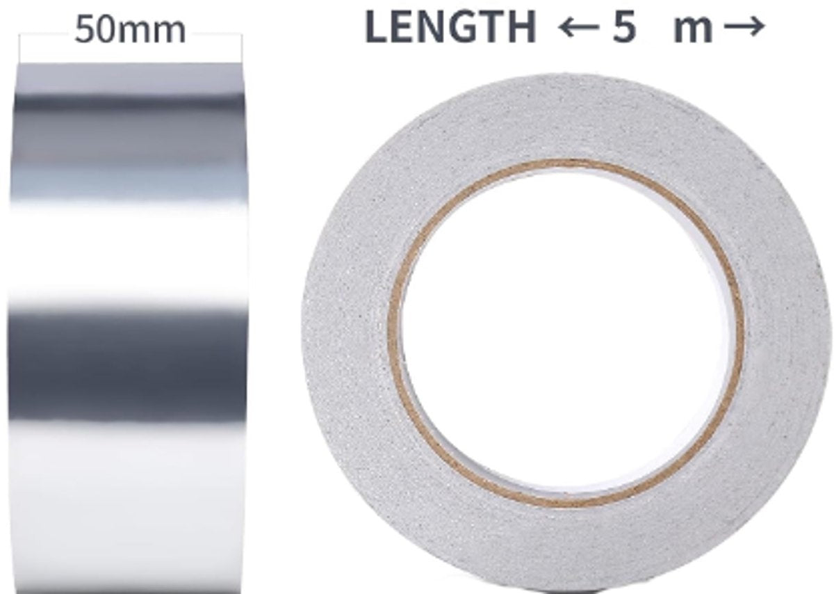 2 pcs - Aluminum adhesive tape - Aluminum foil tape - sealing tape - aluminum foil - insulation tape - Aluminum tape - heat resistant - waterproof - 5cm x 5m - for kitchen, bathroom, electrician, metal surface