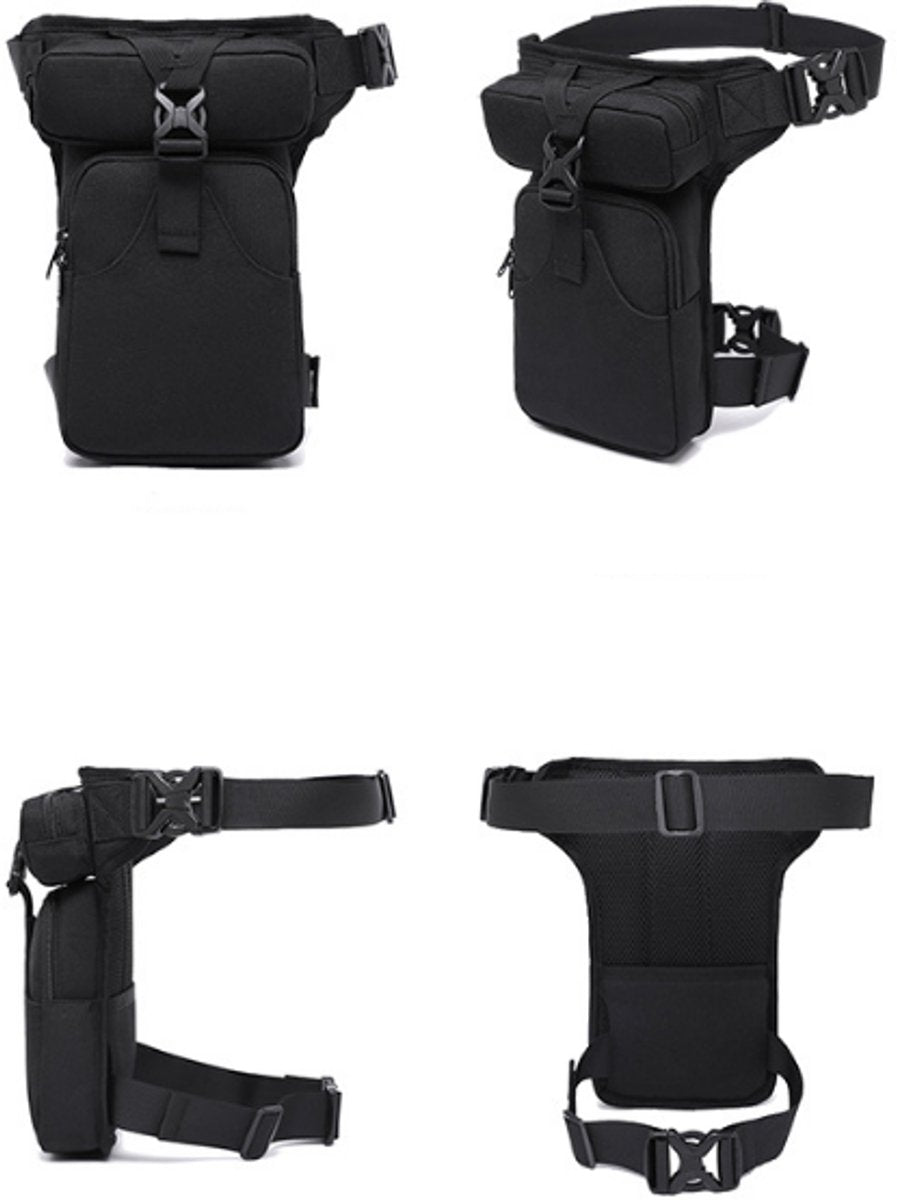 Waist Bag - Leg Bag - Motorcycle Waist Bag - Motorcycle Bag - Tactical Leg Bag - Tool Bag - Unisex - Black - Large Capacity - 16*5*29 cm - 4 Compartments - Polyester