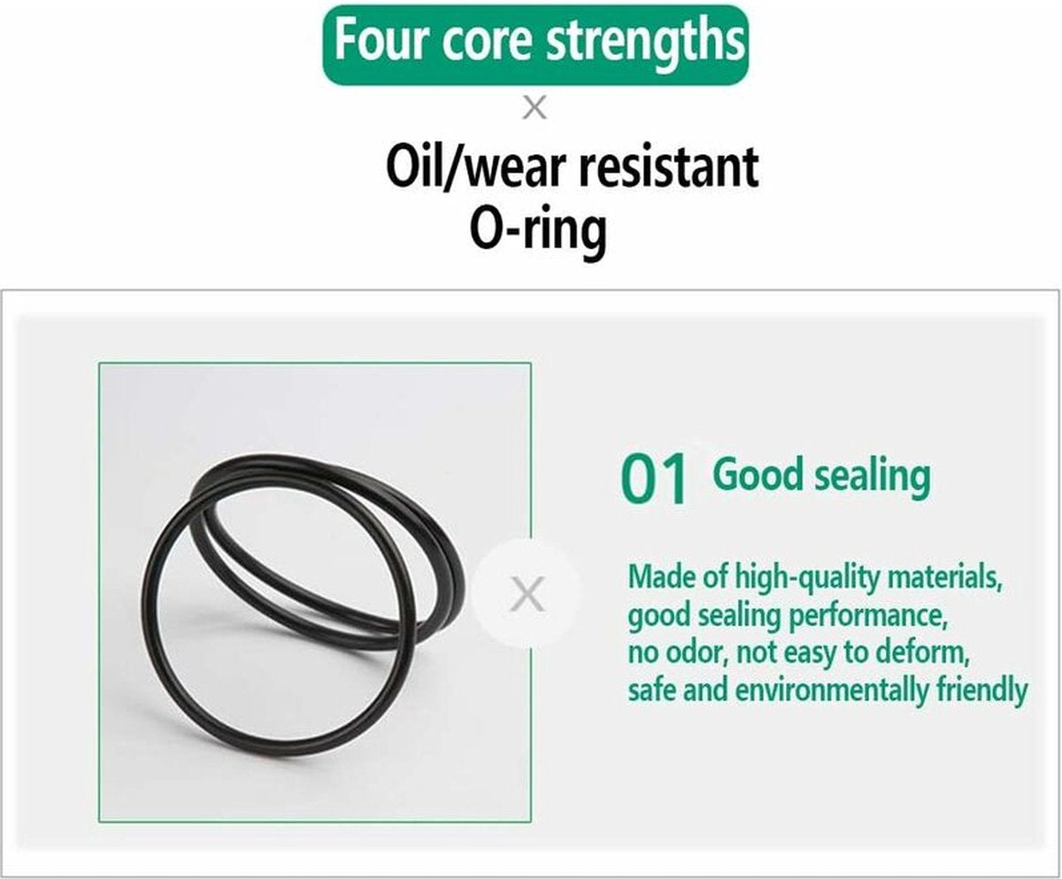 O-rings rubber rings - 225 pieces - 18 sizes - 6x2mm - with assortment box