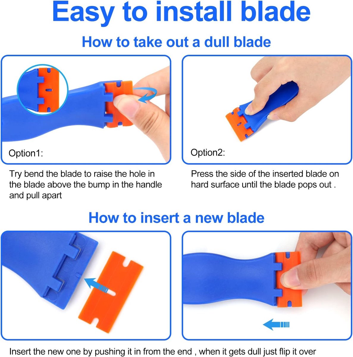 Cleaning Scraper - 4 Pieces (With 100 Blades) - Ceramic Hob Scraper/Car Film Scraper - Glass Scraper - Hob Scraper