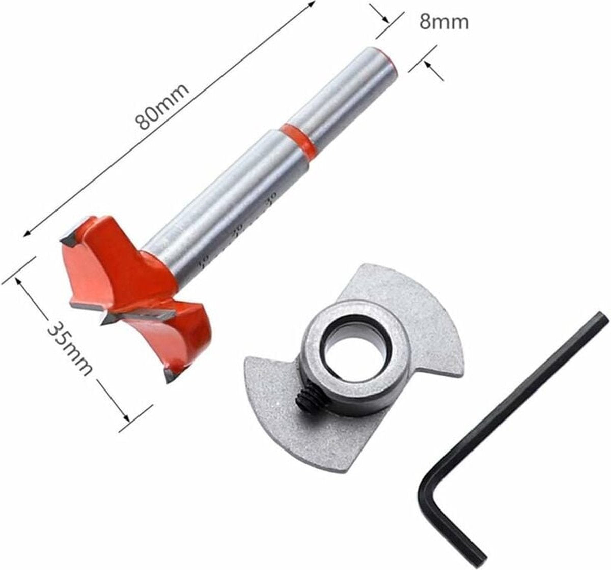 Drill guide - hinge gauge - Drill bit accessories - for 35mm hinge holes - 77*66mm - PP, TPR, carbon steel - blue - for carpentry, cabinet hinges and mounting plates