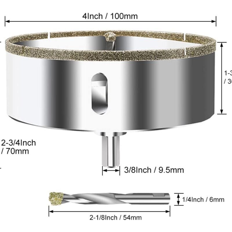 Diamond Hole Saw 100mm with Centering Drill Tile Cutter